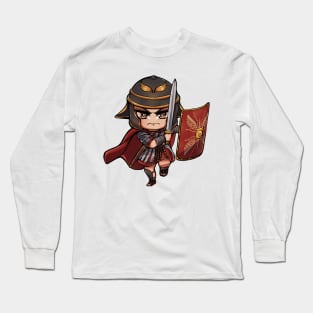 Cute Roman Empire Legionary Infantry Foot Soldier Charging - History Ancient Rome - Chibi Long Sleeve T-Shirt